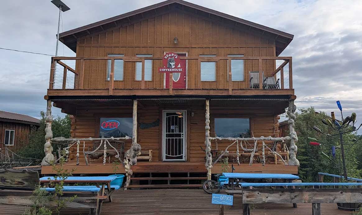 Henry's Coffee House interior at EarthSong Lodge & Cabins