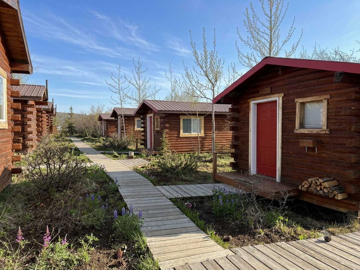 Outdoor cabin rentals near Denali National Park in Healy, AK with peaceful Alaska lodging at EarthSong Lodge & Cabins