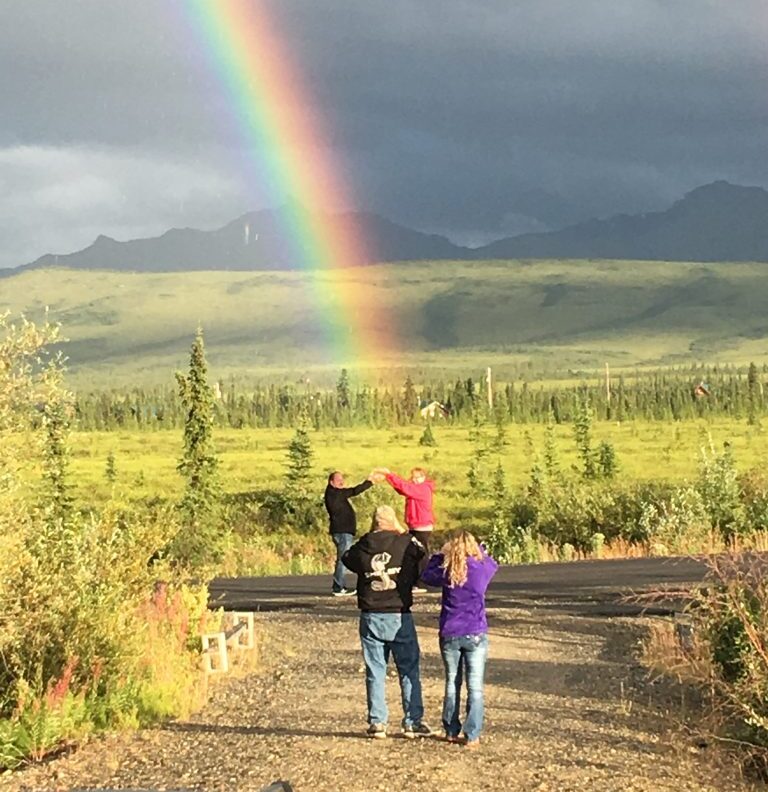 Rainbow over the tundra near EarthSong Lodge & Cabins in Healy, AK